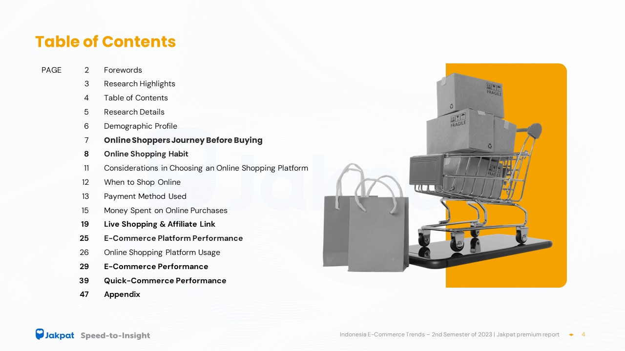 Table of Contents E-commerce Trends - 2nd Sem 2023